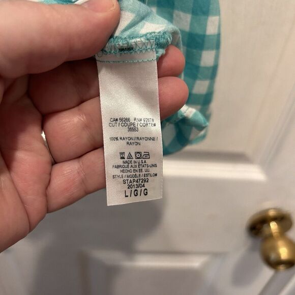 Splendid Teal Gingham Button Down Tank Top Women’s Size Large Summer Beachy - Picture 7 of 7